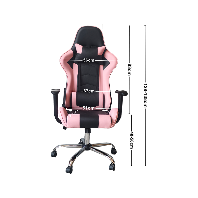 Design cu cusături negru și roz Material de înaltă calitate Scaun obișnuit pentru jocuri