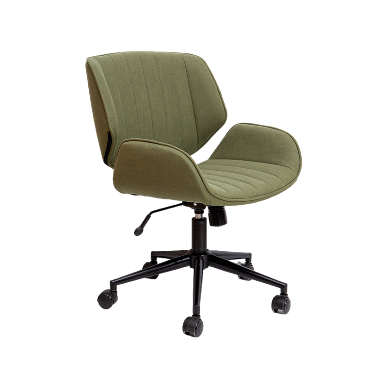 Scaun de birou din material textil verde moale si respirabil
