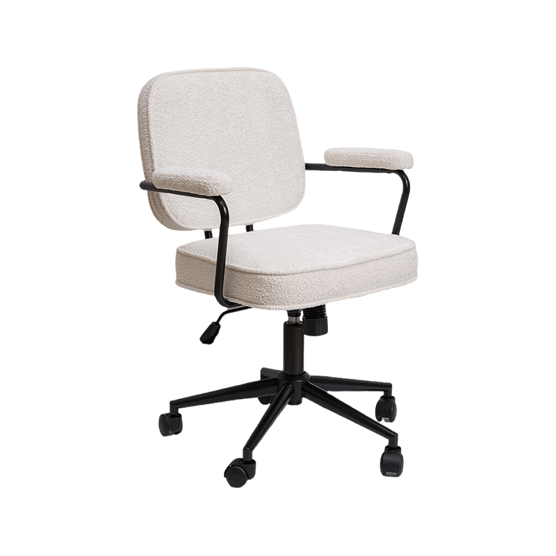 Scaun de birou din material textil alb, reglabil, simplu si elegant